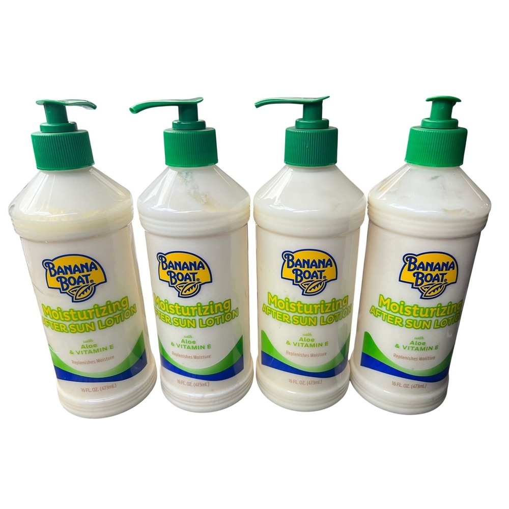 Banana Boat Moisturizing After Sun Lotion Aloe Vera Vitamin E 16oz Pump 4 Pack‎